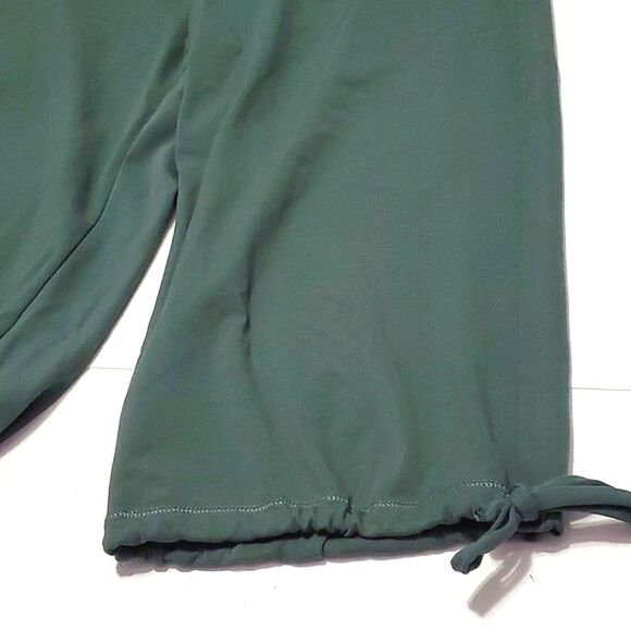 Adidas Climalite Green Drawstring Calf Crop Stretchy Pants Athleisure - Picture 3 of 7